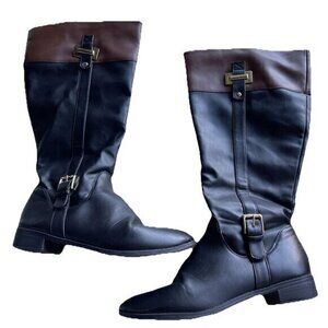 Karen Scott Women’s Deliee 2 Calf Knee-High Riding Boots Size 10 Brown Black Zip